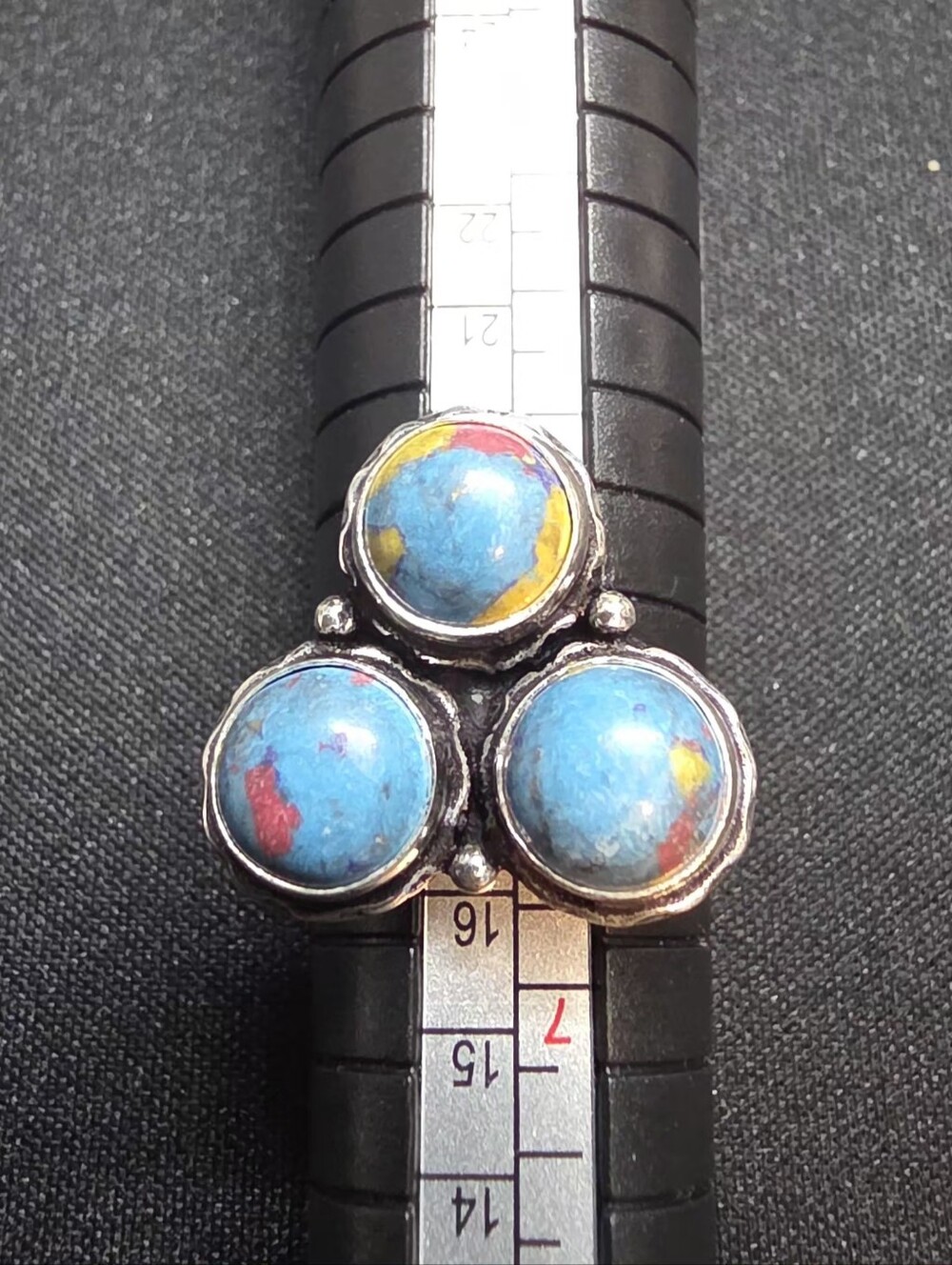 Beautiful 925 sterling silver Cotton Candy Turquoise statement ring featuring th